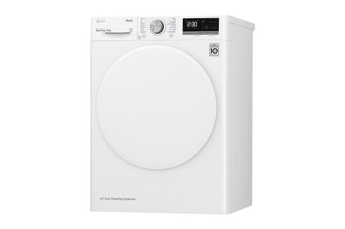 LG 8kg DUAL Inverter Warmtepomp Droger Wit | Eco Hybrid™ | Allergy Care™ |Auto Cleaning Condenser, RH80V5AV0N