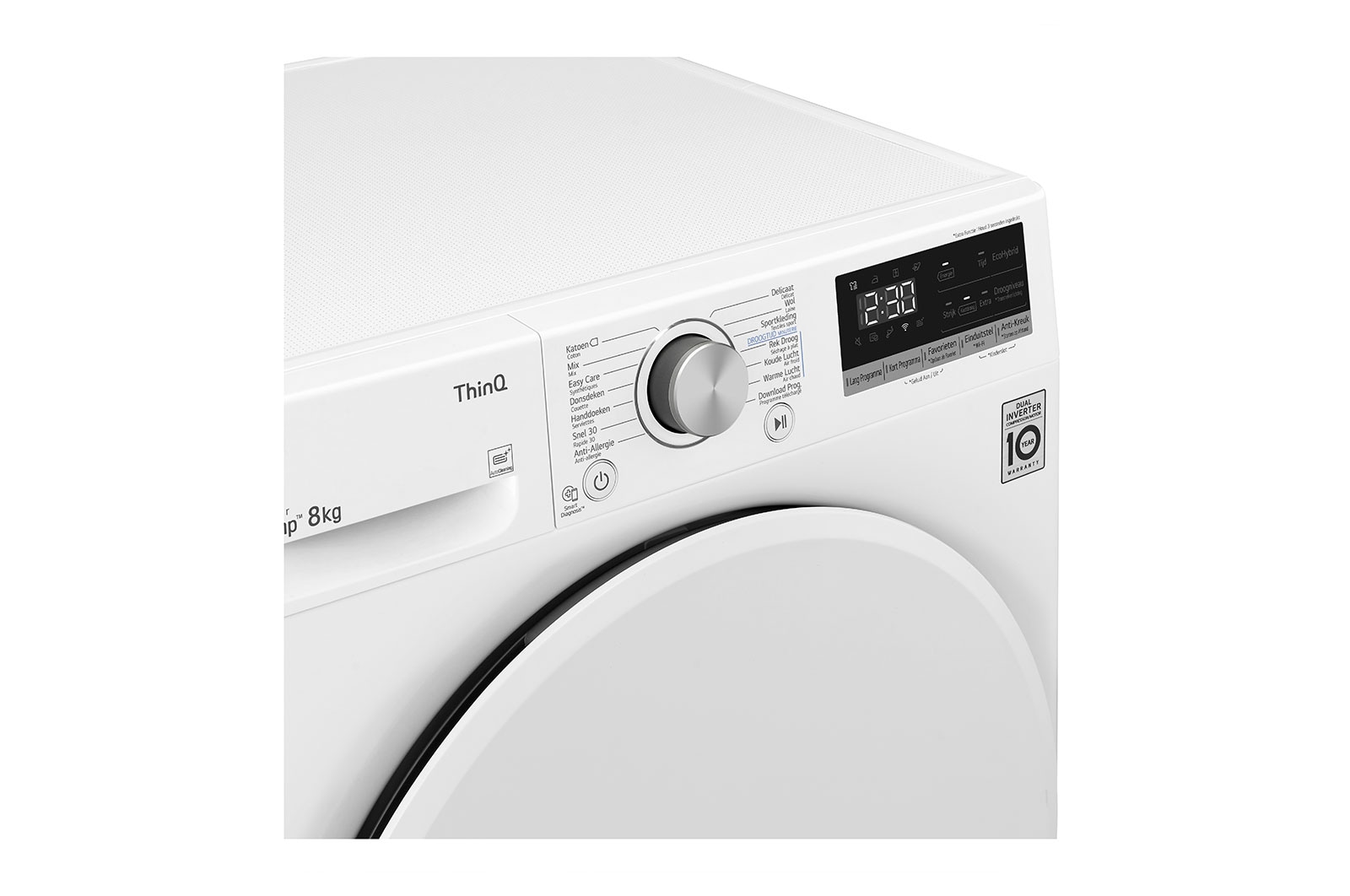 LG 8kg DUAL Inverter Warmtepomp Droger Wit | Eco Hybrid™ | Allergy Care™ |Auto Cleaning Condenser, RH80V5AV0N