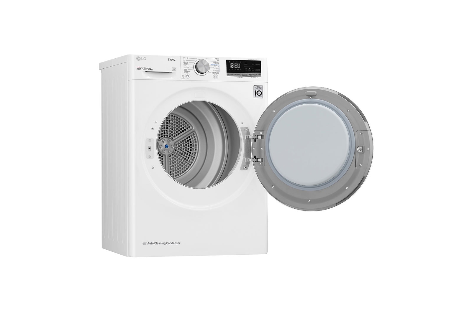 LG 8kg DUAL Inverter Warmtepomp Droger Wit | Eco Hybrid™ | Allergy Care™ |Auto Cleaning Condenser, RH80V5AV0N