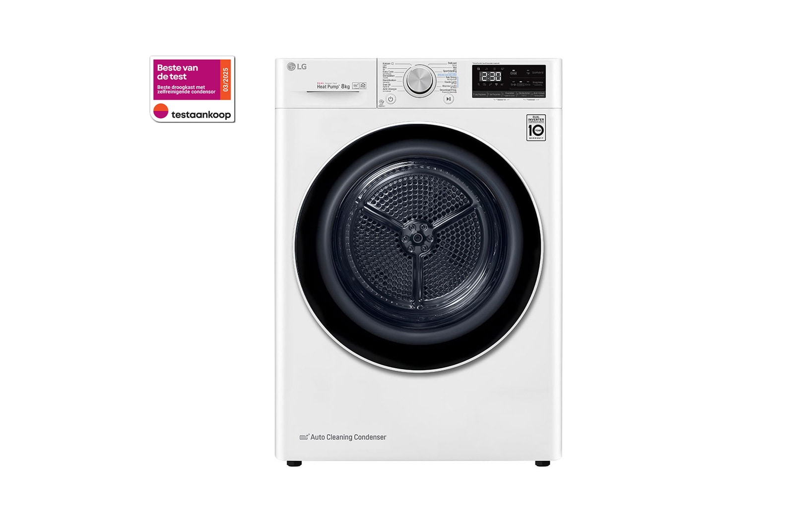 Vooraanzicht van 8kg DUAL Inverter Warmtepomp Droger Wit | Auto Cleaning Condenser | Allergy Care™, RH80V9AV4N