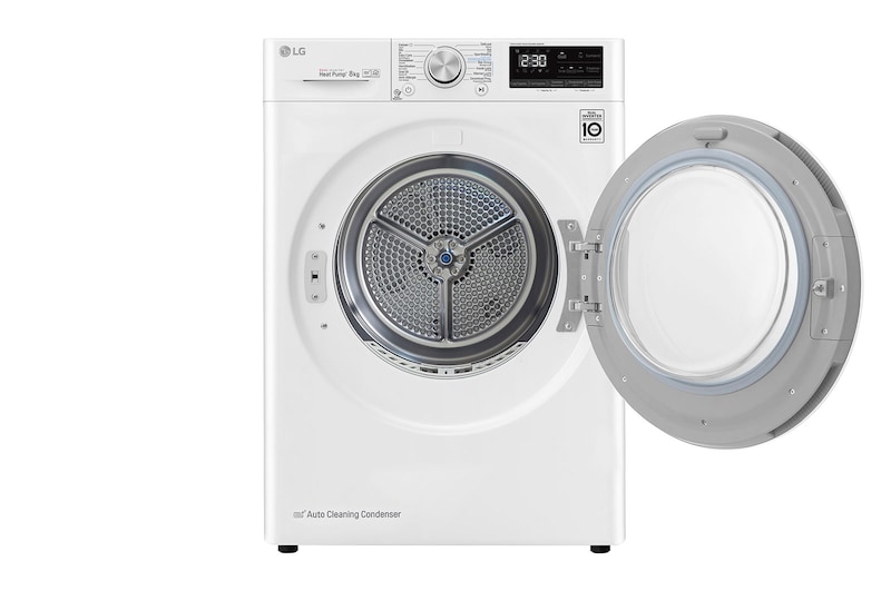 LG 8kg DUAL Inverter Warmtepomp Droger Wit | Auto Cleaning Condenser | Allergy Care™, RH80V9AV4N