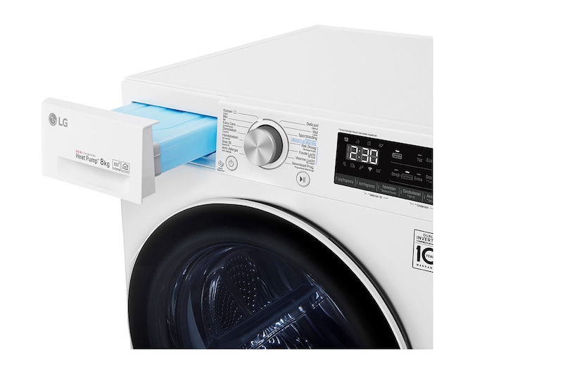 LG 8kg DUAL Inverter Warmtepomp Droger Wit | Auto Cleaning Condenser | Allergy Care™, RH80V9AV4N