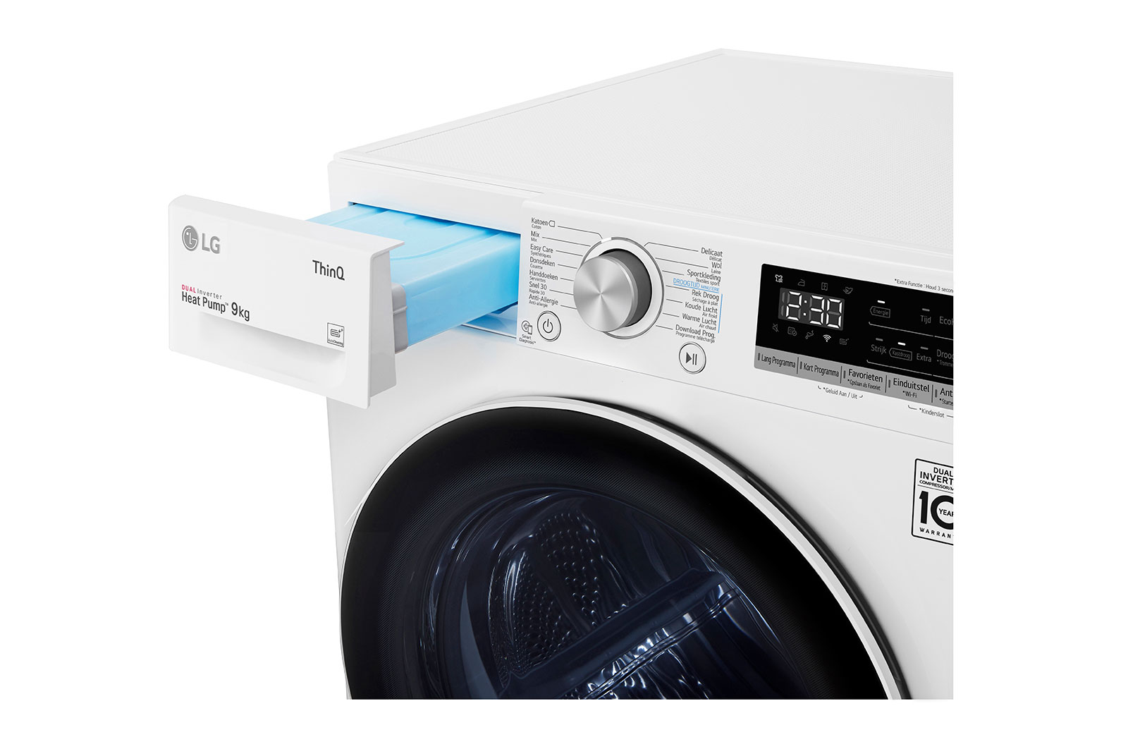 LG 9kg DUAL Inverter Warmtepomp Droger Wit | Eco Hybrid™ | Allergy Care™ | Auto Cleaning Condenser, RH90V5AV6N