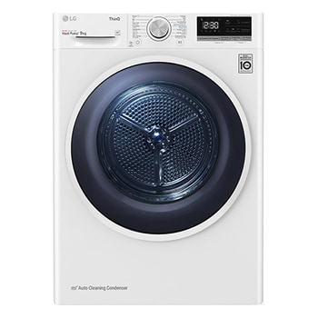 Voorkant van 9kg DUAL Inverter Warmtepomp Droger Wit | Eco Hybrid™ | Allergy Care™ | Auto Cleaning Condenser - RH90V5AV6N