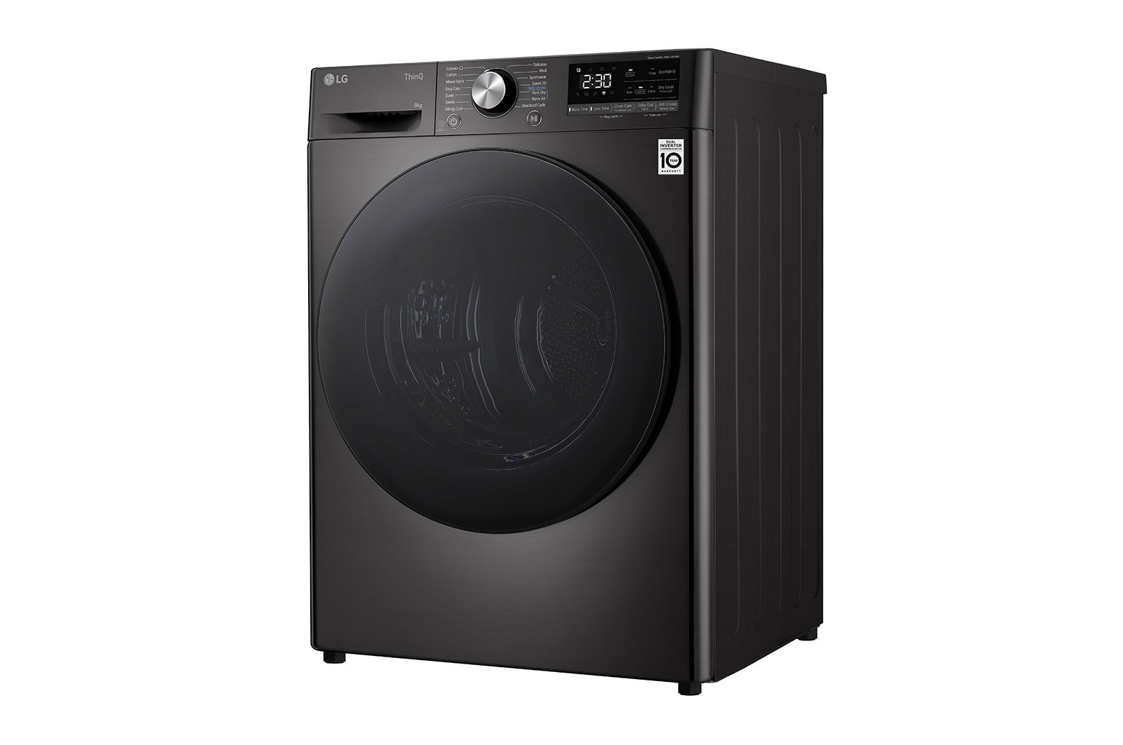 LG 9kg DUAL Inverter Warmtepomp Droger Zwart |Eco Hybrid™ | Allergy Care™ | Auto Cleaning Condenser, RH90V9ZVEN