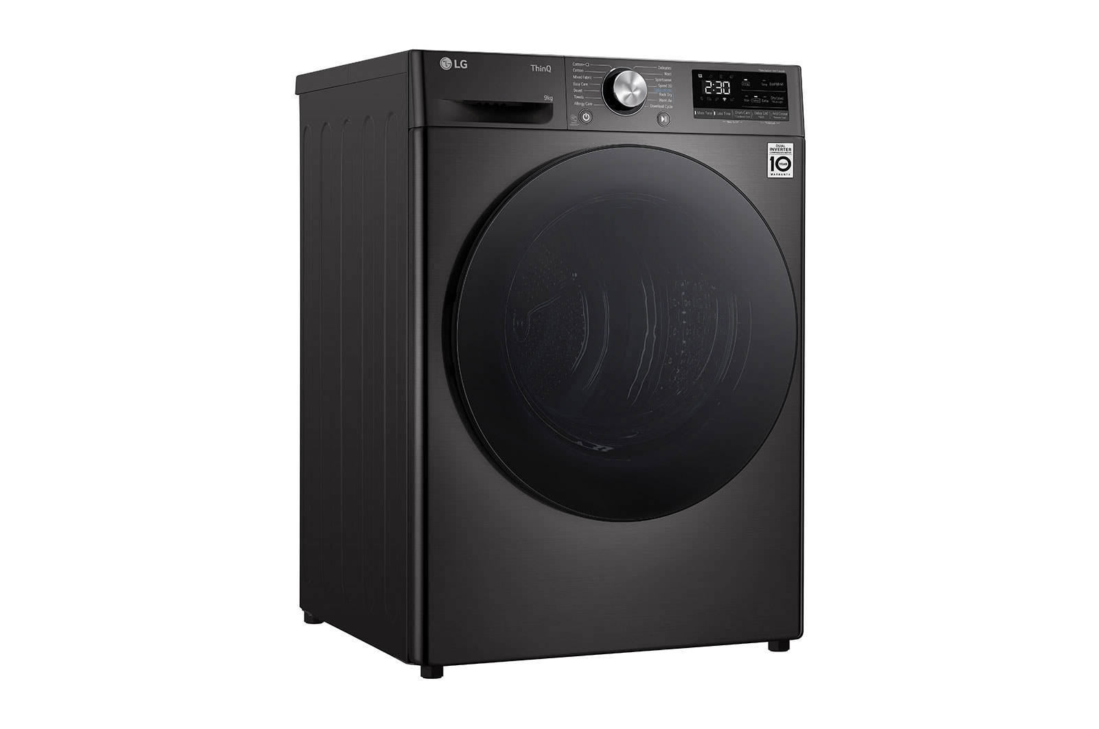 LG 9kg DUAL Inverter Warmtepomp Droger Zwart |Eco Hybrid™ | Allergy Care™ | Auto Cleaning Condenser, RH90V9ZVEN