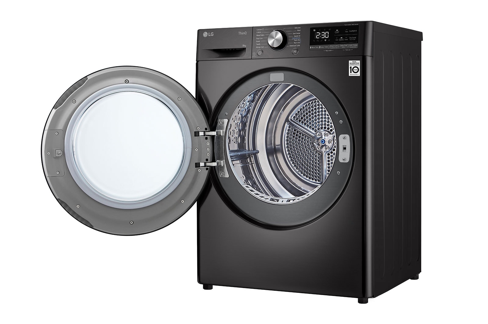 LG 9kg DUAL Inverter Warmtepomp Droger Zwart |Eco Hybrid™ | Allergy Care™ | Auto Cleaning Condenser, RH90V9ZVEN