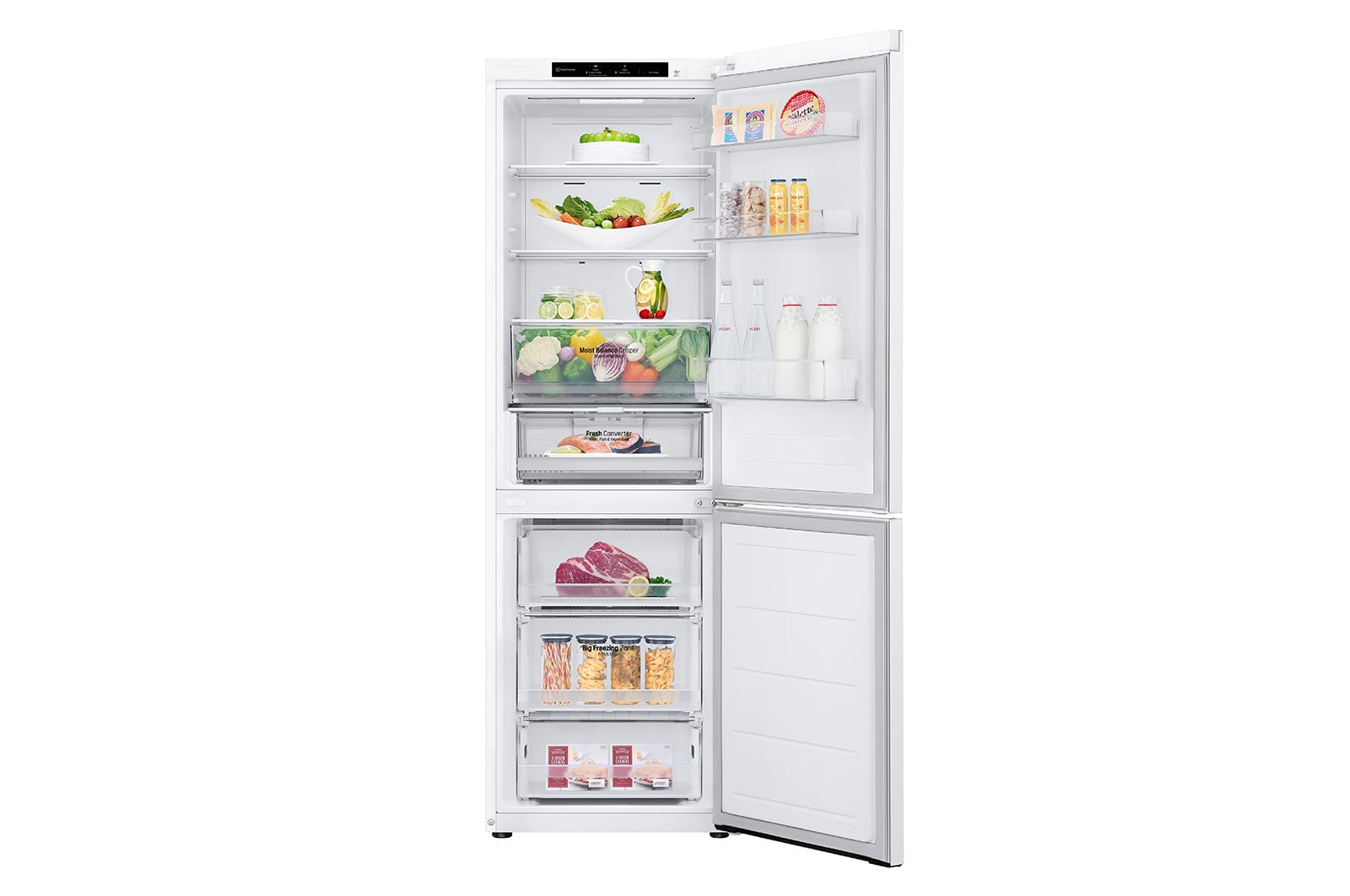 LG 344L Koel-vries combinatie GBV3100CSW Wit | DoorCooling+™ | FRESHConverter™ | Moist Balance Crisper™ | LG NL, GBV3100CSW