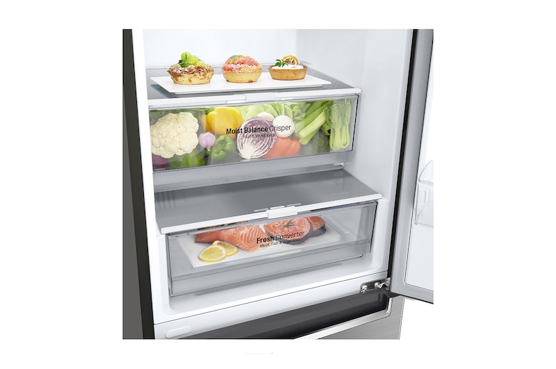 LG Altijd zuinig | D | Door Cooling+ | 341L inhoud | Total no frost | Inverter Linear Compressor| Groter koel & vriesvak | 36dB – Stilste koelkast, GBB61PZGFN