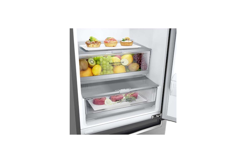 LG Altijd zuinig | D | Door Cooling+ | 341L inhoud | Total no frost | Inverter Linear Compressor | Groter koel & vriesvak | 36dB – Stilste koelkast, GBB71PZEFN