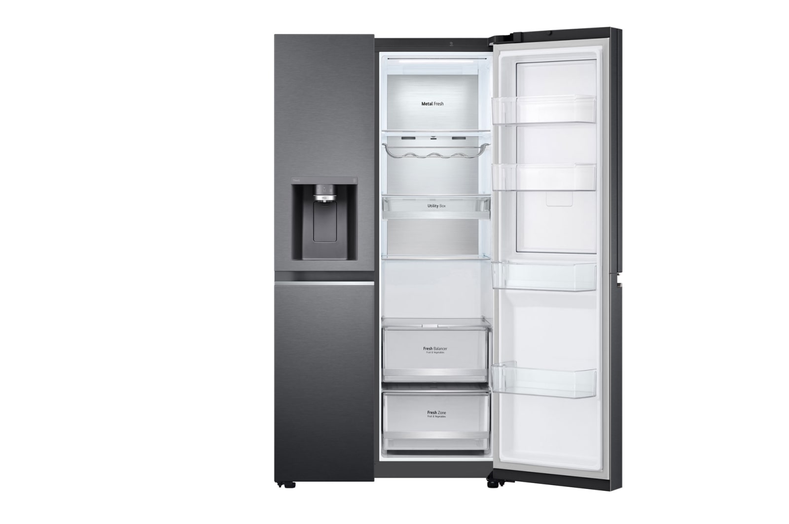 LG 635L inhoud | Door-in-Door™ | DoorCooling+™ | Water- en ijsdispenser met UVnano™ | Total No Frost | Inverter Linear Compressor, GSJV90MCAE