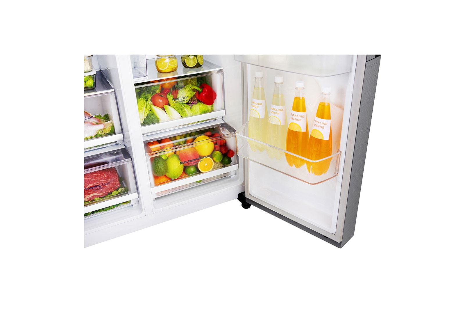LG 625L inhoud | Water- en ijsdispenser | Moist Balance Crisper™ | Total No Frost | Inverter Linear Compressor, GSL481PZXZ