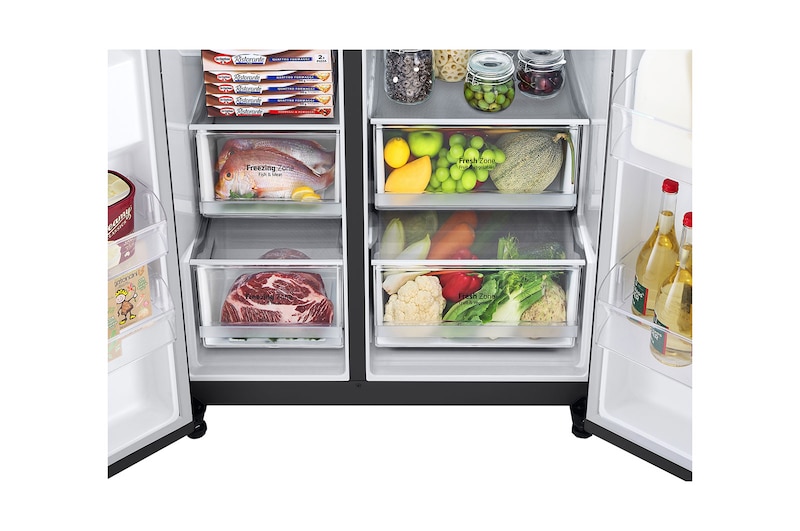 LG 635L inhoud | DoorCooling+™ | Water- en ijsdispenser | Total No Frost | Inverter Linear Compressor, GSLV70MCTE