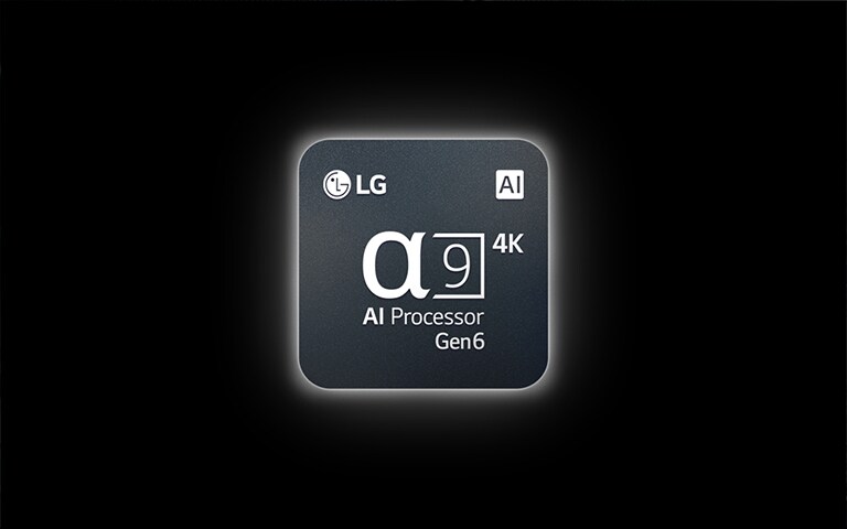 De α9 processor verschijnt over een zwarte achtergrond en verandert in een beeld van een ijshockeywedstrijd. Over bepaalde delen van het scherm verschijnen vierkantjes om de verfijningen van de processor weer te geven.