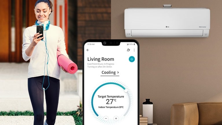 Een smartphone gebruiken om de airconditioner te bedienen.