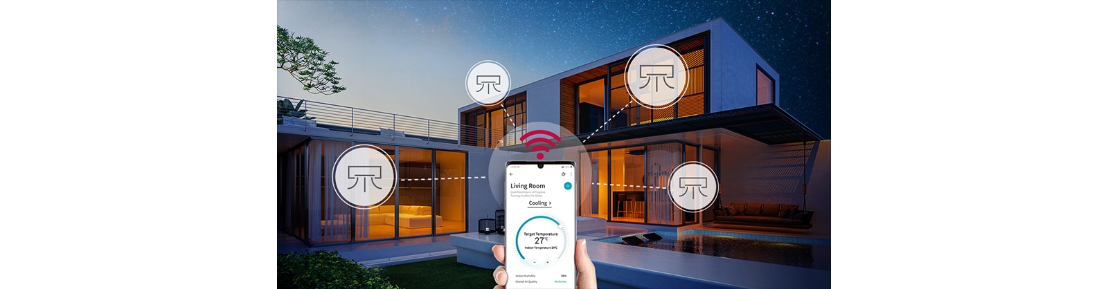 Bedien de airconditioners in het hele huis met een smartphone