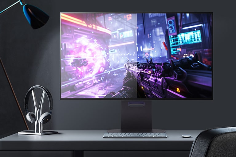 Een video waarin het glare-free scherm van de LG UltraGear OLED gaming monitor wordt gedemonstreerd, zelfs onder heldere lichtomstandigheden.	
