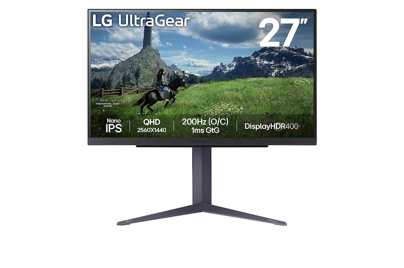 LG 27" LG UltraGear™ QHD Nano IPS 180Hz gaming monitor | 1ms (GtG), DisplayHDR™ 400, 27GS85Q-B