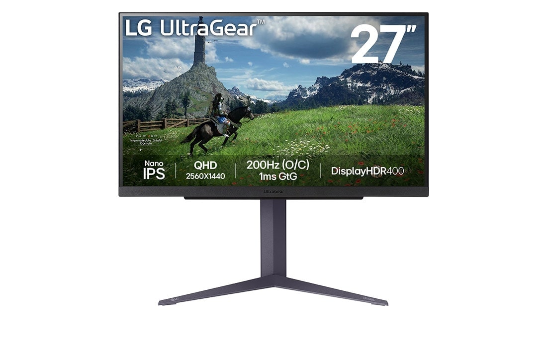 LG 27" LG UltraGear™ QHD Nano IPS 180Hz gaming monitor | 1ms (GtG), DisplayHDR™ 400, 27GS85Q-B