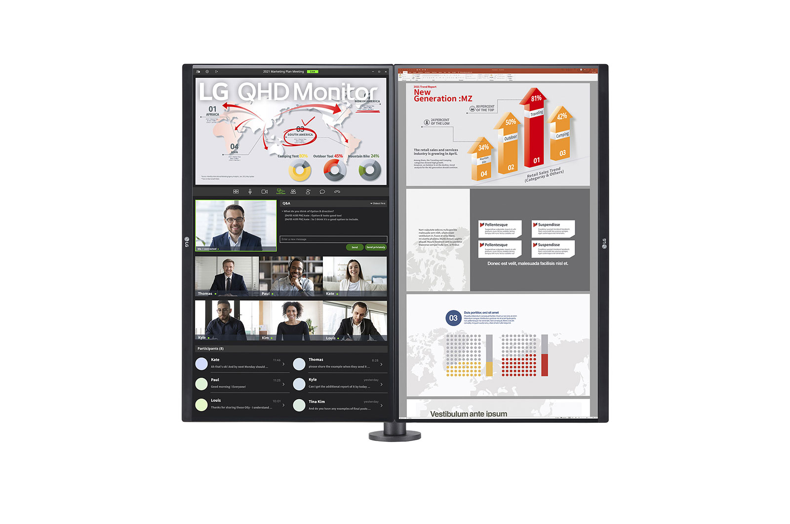 LG 27-inch QHD Monitor Ergo Dual met Daisy Chain, 27QP88D-B