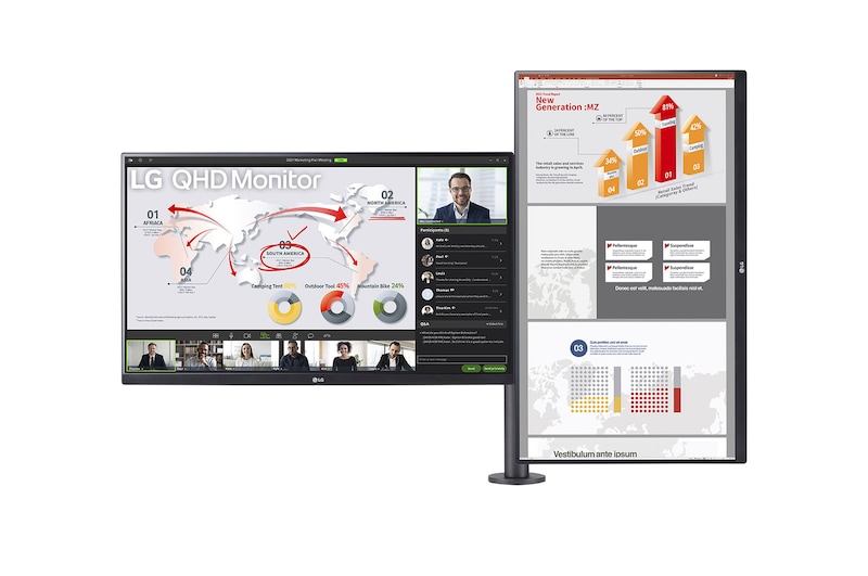 LG 27-inch QHD Monitor Ergo Dual met Daisy Chain, 27QP88DP-BS