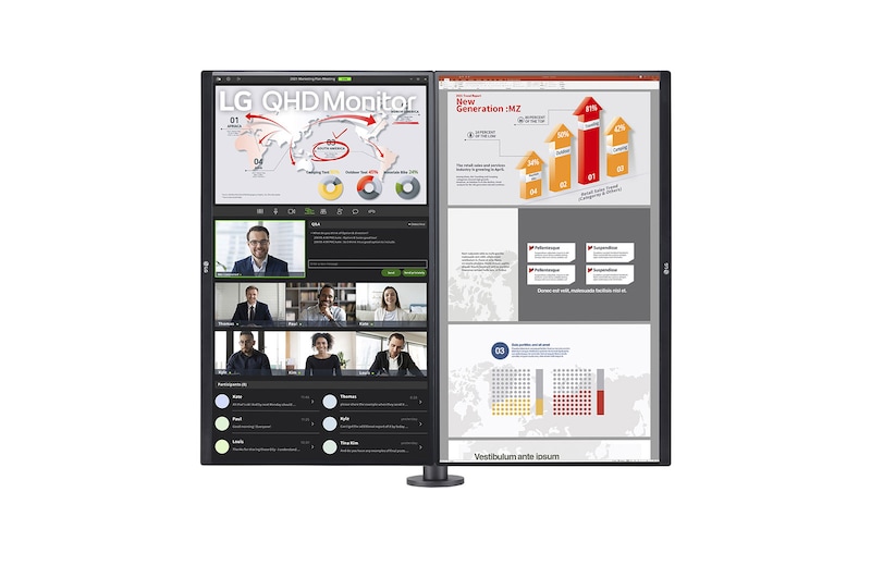 LG 27-inch QHD Monitor Ergo Dual met Daisy Chain, 27QP88DP-BS