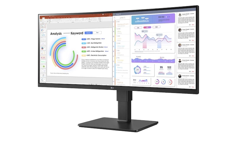 LG 34" LG UltraWide™ WQHD IPS monitor met ingebouwde webcam en microfoon, 34BQ77QC-B
