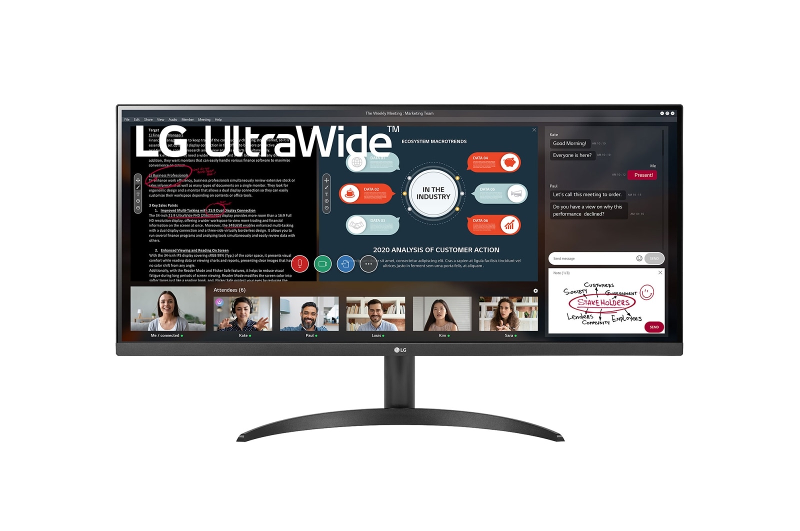 LG 34" 21:9 UltraWide™ Full HD IPS-monitor met AMD FreeSync™, 34WP500-B