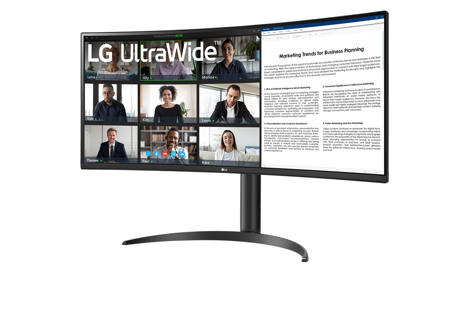 LG 34" UltraWide QHD Curved monitor met USB Type-C™, 34WR55QC-B