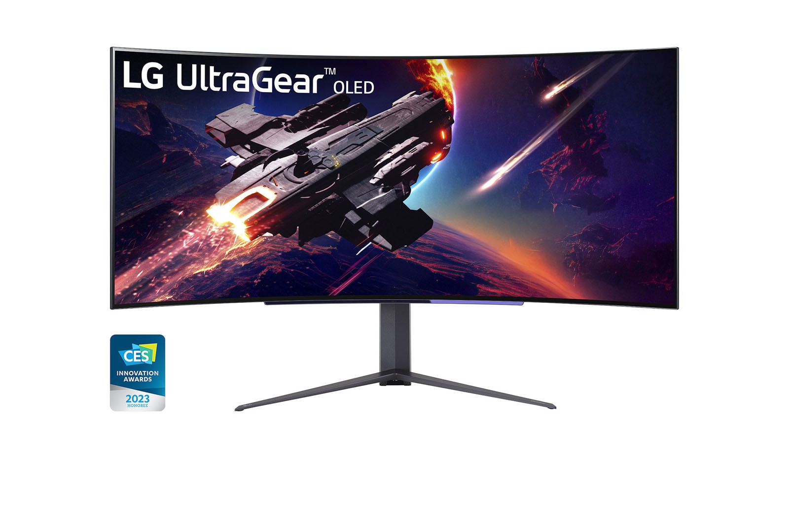 LG 45'' UltraGear™ OLED curved UltraGear monitor WQHD met 240 Hz refreshrate 0,03 ms (GtG) reactietijd, 45GR95QE-B