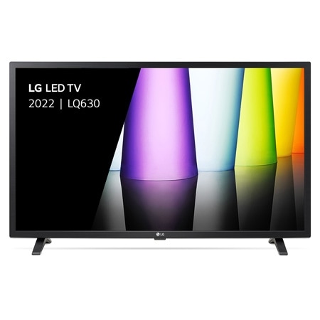 Een vooraanzicht van de LG Full HD TV met infill-afbeelding en productlogo op