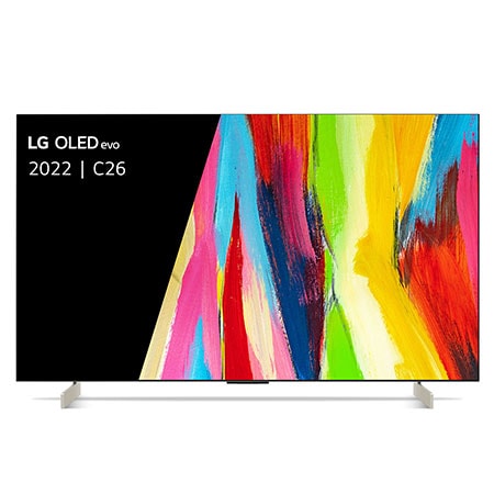 Vooraanzicht met LG OLED evo Gallery Edition op het scherm