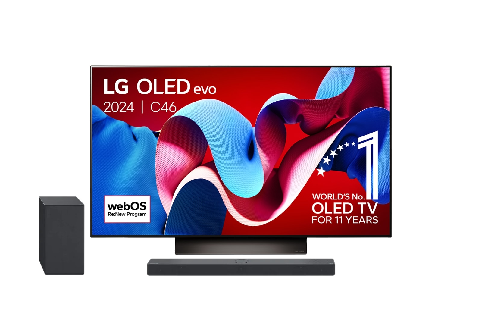 LG 55 Inch LG OLED evo C4 4K Smart TV OLED55C4 & DSC9S 3.1.3 channel Soundbar, OLED55C46LA.DSC9S