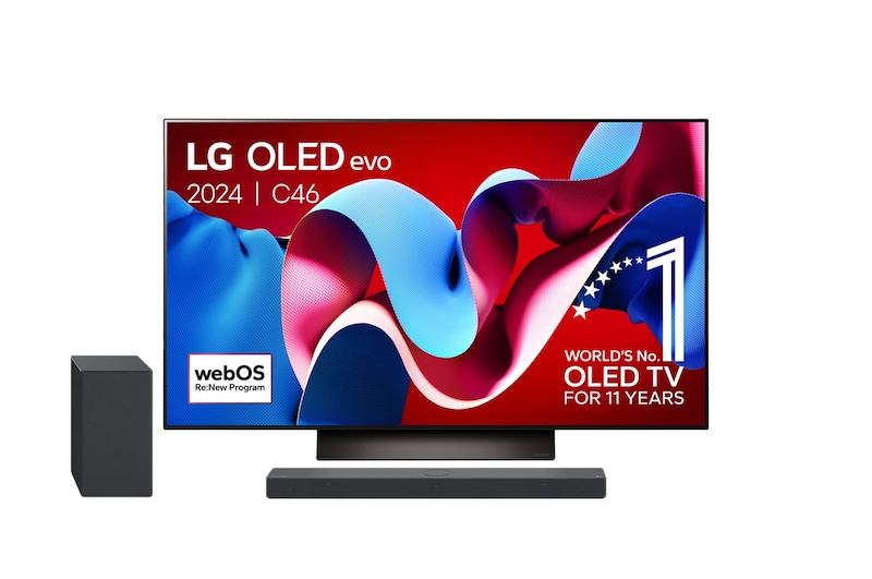 LG 55 Inch LG OLED evo C4 4K Smart TV OLED55C4 & DSC9S 3.1.3 channel Soundbar, OLED55C46LA.DSC9S