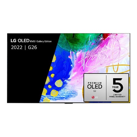 Vooraanzicht met LG OLED evo Gallery Edition op het scherm