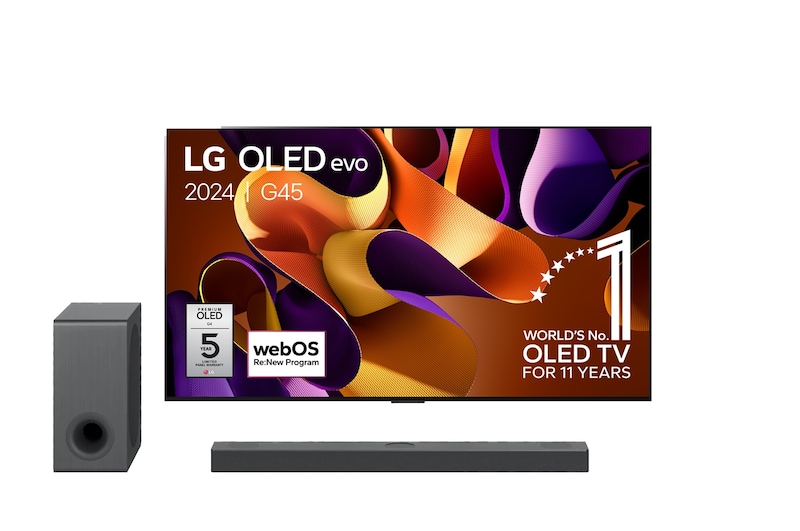 LG 55 Inch LG OLED evo G4 4K Smart TV OLED55G4 & DS80QY 3.1.3 channel soundbar, OLED55G45LW.DS80QY