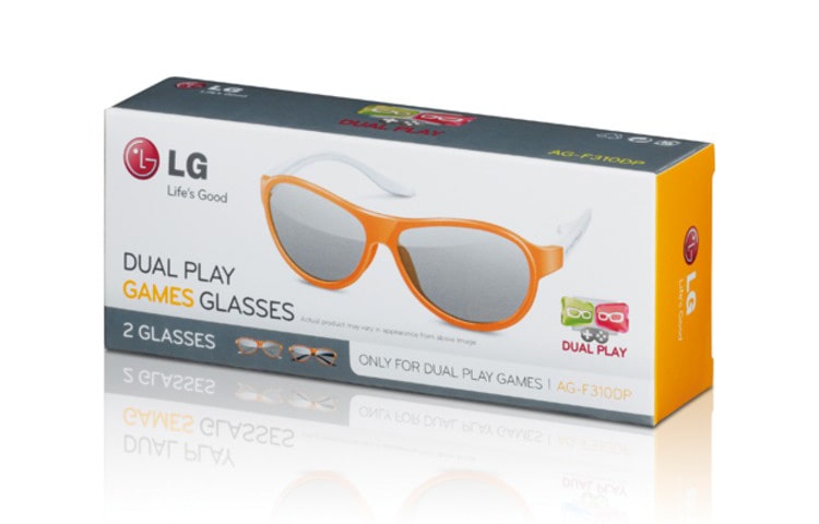 LG AG-F310DP Dual Play CINEMA 3D Bril | passieve 3D technologie | Oranje design | Batterijloos | Comfortabel | Geen last van flikkering | Full HD 1080p, AG-F310DP-dual-play
