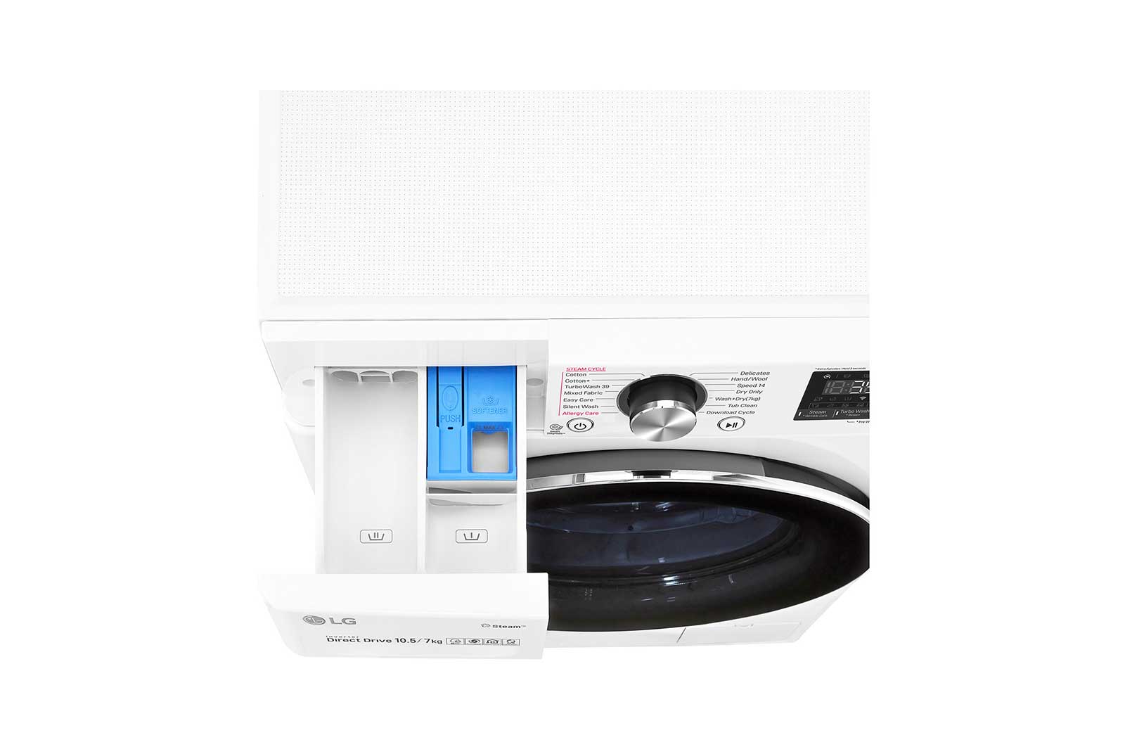 LG TurboWash™ 39 - Perfect schoon in 39 minuten | Slimme AI DD™ motor herkent je kleding | E | 10.5 kg wassen/7 kg drogen  | Hygiënisch wassen met stoom, F4DV910H2E