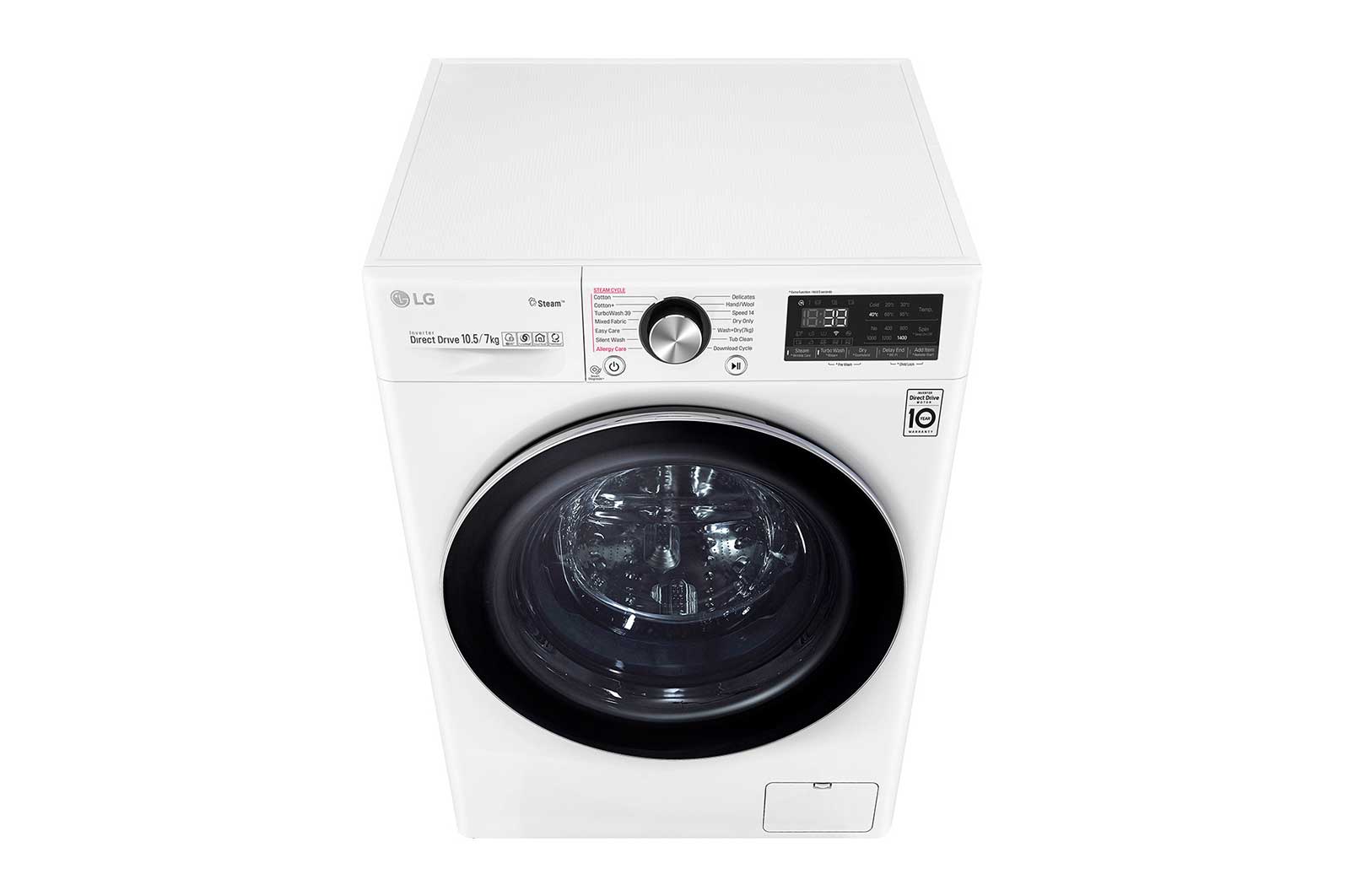 LG TurboWash™ 39 - Perfect schoon in 39 minuten | Slimme AI DD™ motor herkent je kleding | E | 10.5 kg wassen/7 kg drogen  | Hygiënisch wassen met stoom, F4DV910H2E