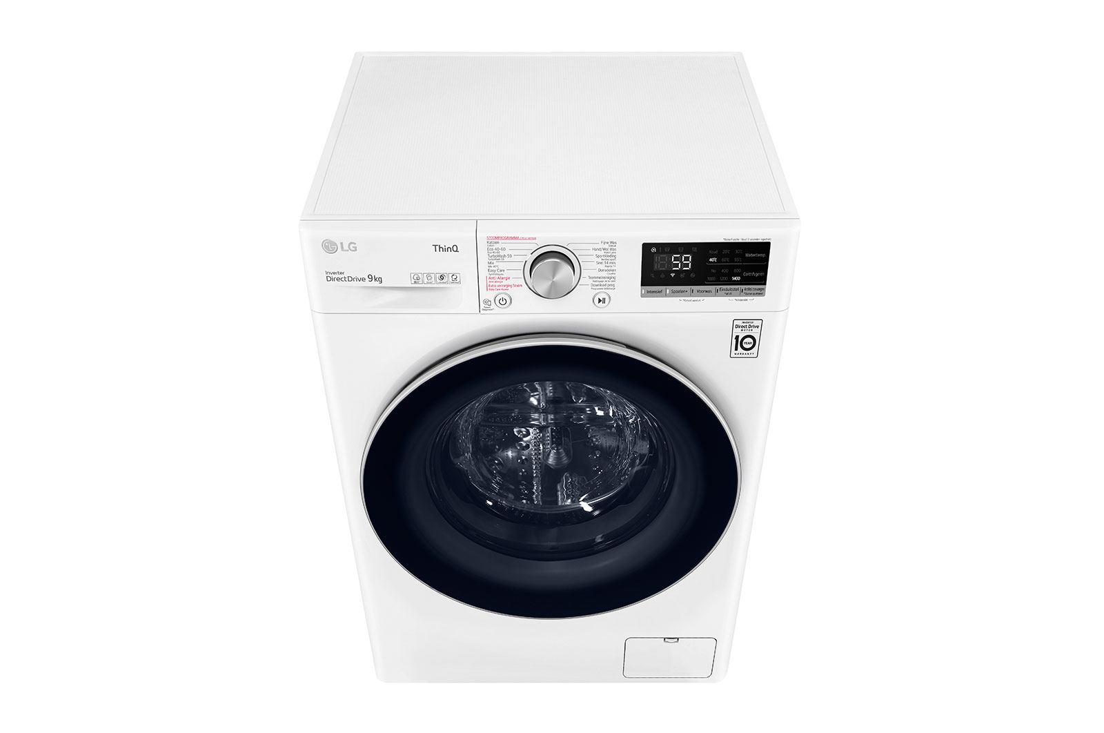 LG Slimme AI DD™ motor herkent je kleding | A | 9 kg | TurboWash™ 59 | Hygiënisch wassen met stoom, F4WV509S1H