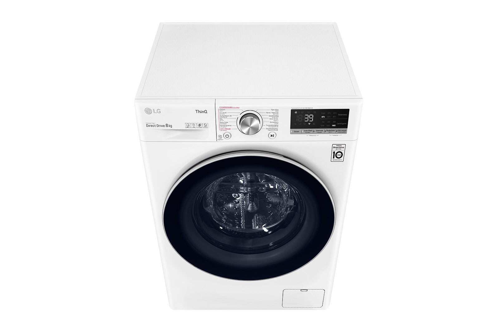 LG Slimme AI DD™ motor herkent je kleding | A | 8 kg | TurboWash™ 39 - Perfect schoon in 39 minuten | Hygiënisch wassen met stoom, F4WV708S1E