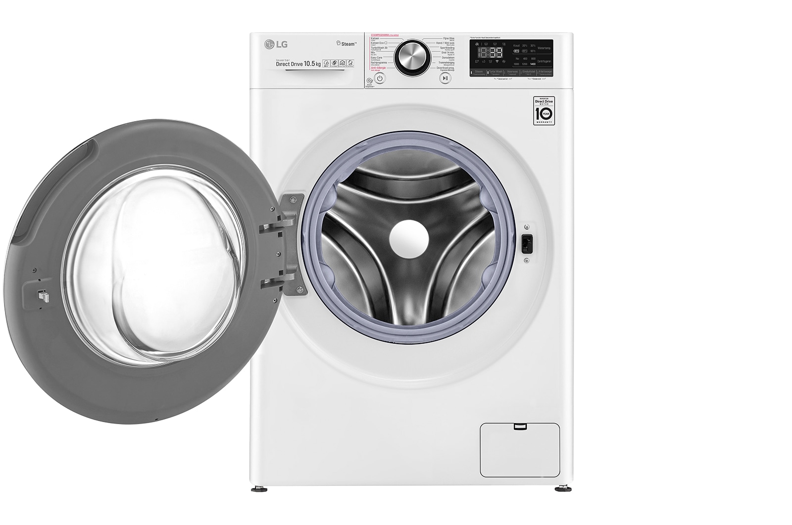 LG TurboWash™ 39 - Perfect schoon in 39 minuten | Slimme AI DD™ motor herkent je kleding | A | 10.5 kg | Minder strijken door stoom, F6WV910P2E