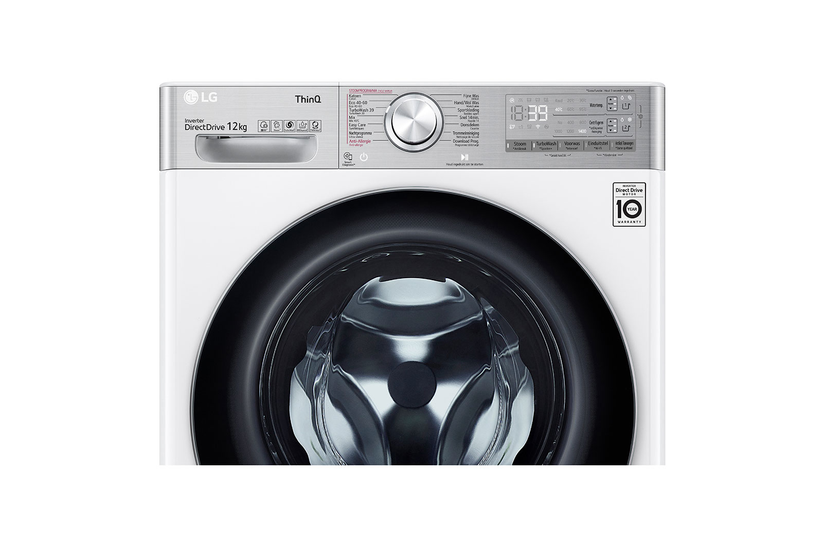 LG TurboWash™ 39 - Perfect schoon in 39 minuten | Slimme AI DD™ motor herkent je kleding | A | 12 kg | Minder strijken door stoom | EZDispense™, F4WV912A2E