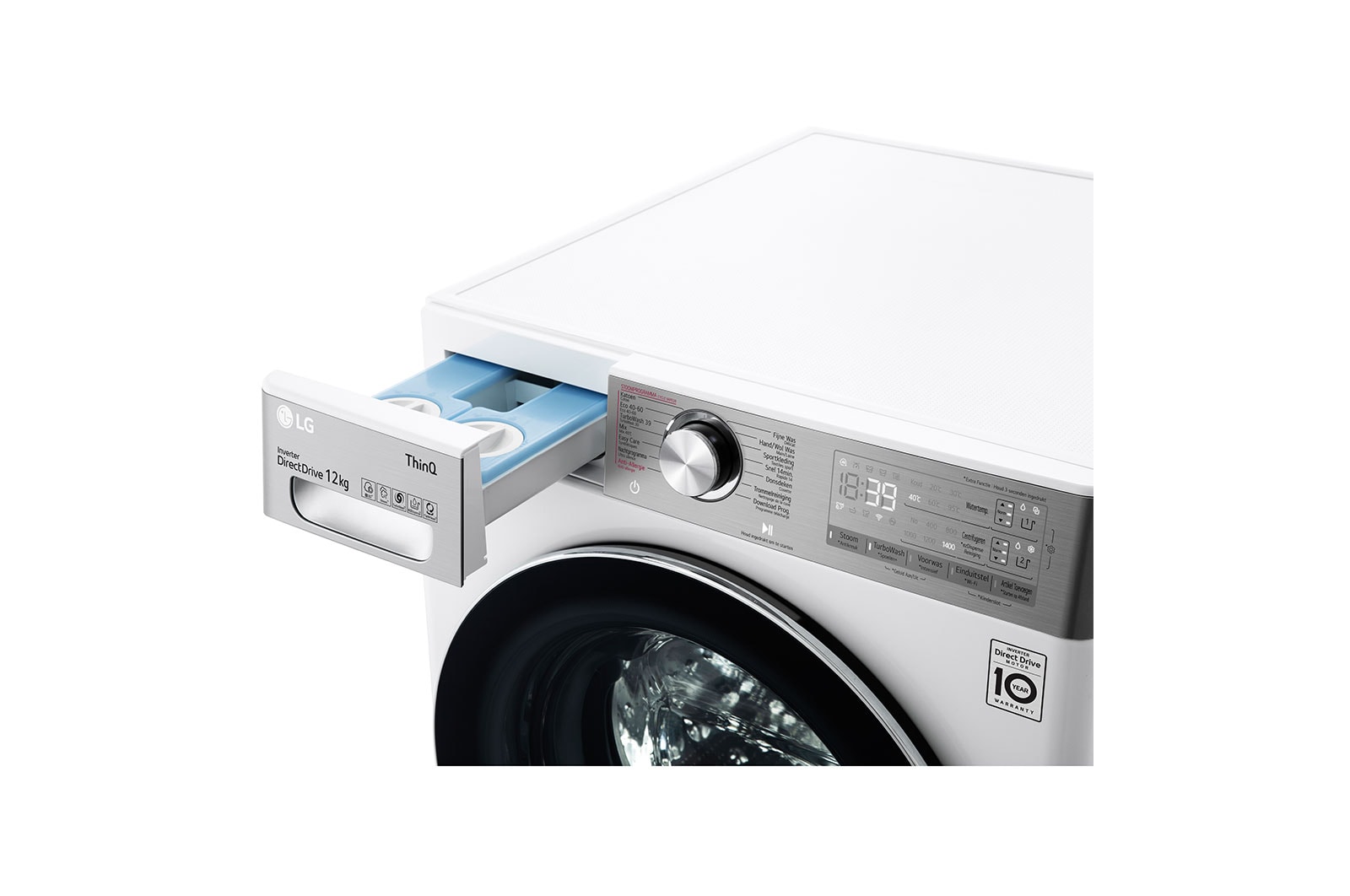 LG TurboWash™ 39 - Perfect schoon in 39 minuten | Slimme AI DD™ motor herkent je kleding | A | 12 kg | Minder strijken door stoom | EZDispense™, F4WV912A2E