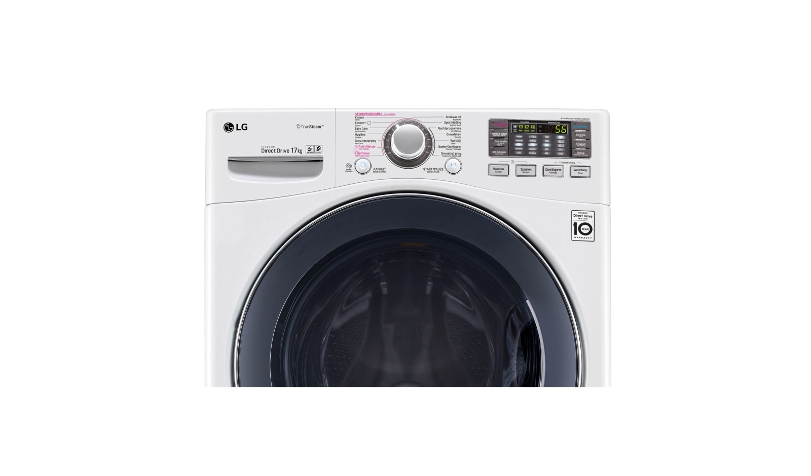 LG Enorme Inhoud van 17KG | Stil, zuinig en duurzaam met de Direct Drive motor | True Steam™ | A++ | 10 jaar garantie op de Direct Drive motor, FH17KG
