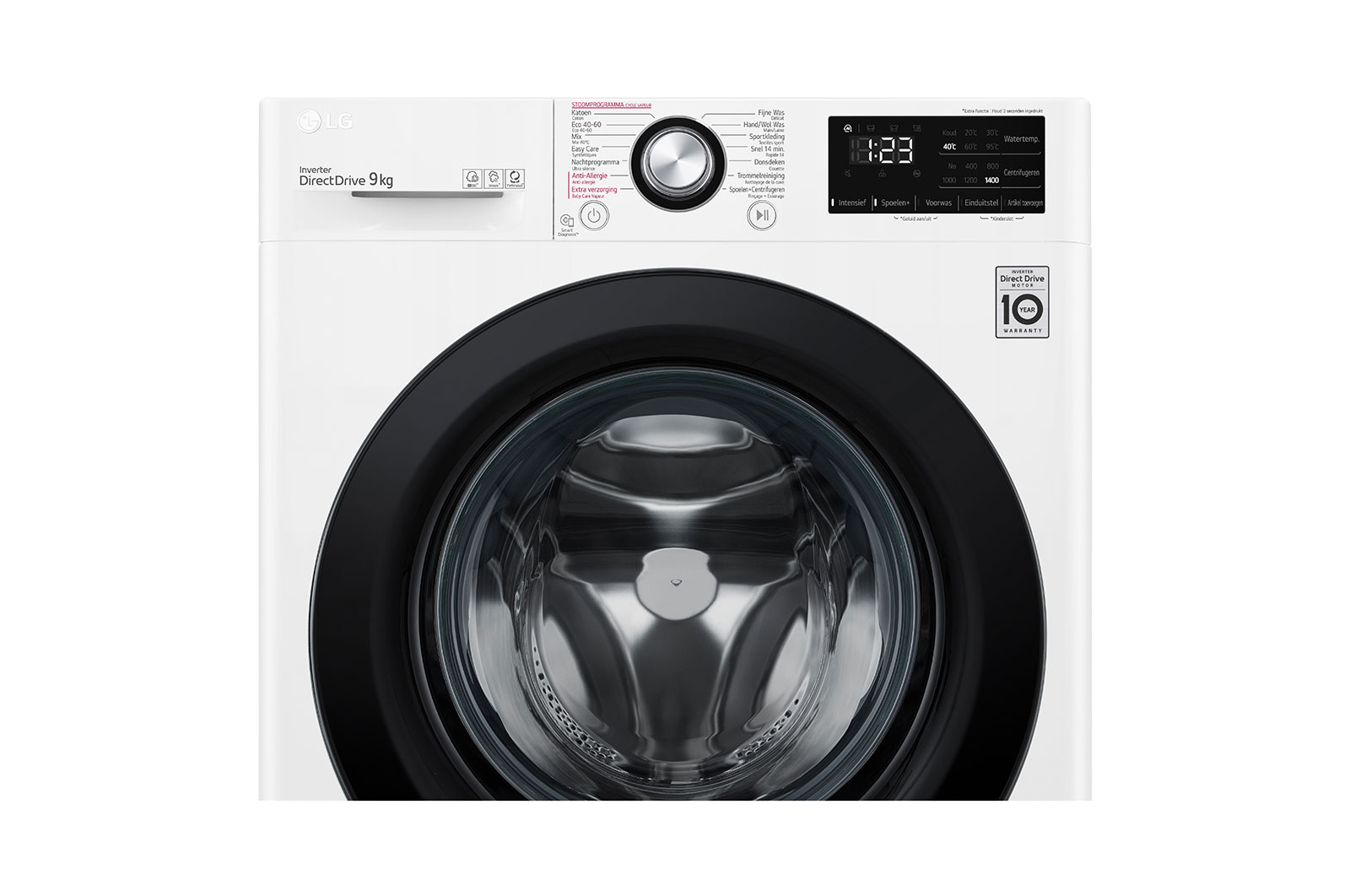 LG Slimme AI DD™ motor herkent je kleding | A | 9 kg | Hygiënisch wassen met stoom | Beste zorg met 6 Motion, GC3V409N5