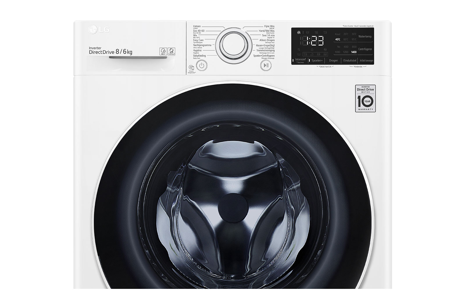 LG Slimme AI DD™ motor herkent je kleding | E | 8 kg wassen /6 kg drogen, GD3V308N0