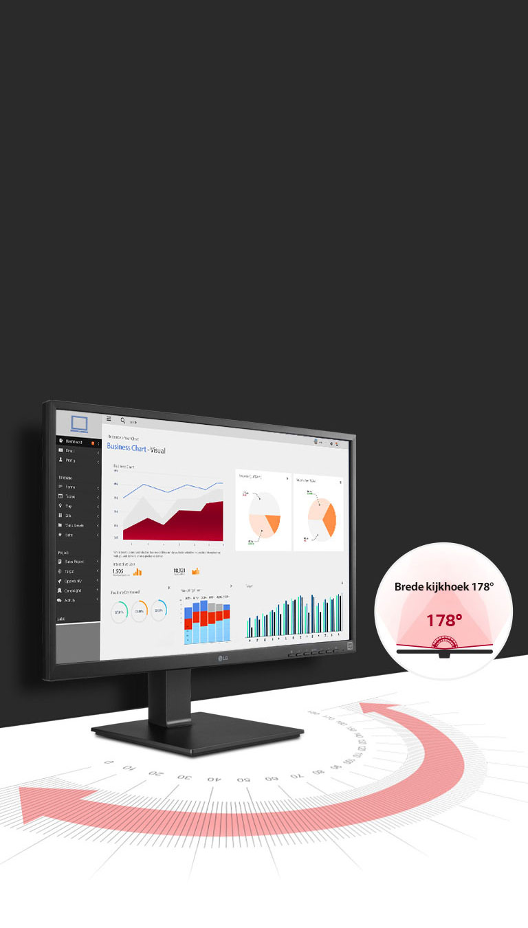 LG monitor biedt brede kijkhoek 178° door IPS.
