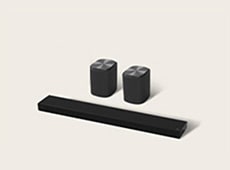 '''LG Immersive Suite 7, een stereo audiosysteem voor thuis met een Sound Suite-soundbar en twee luidsprekers