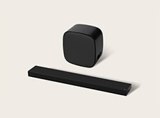 LG Cinema Suite 7, een klassiek stereosysteem voor thuis met een Sound Suite-soundbar en woofer.
